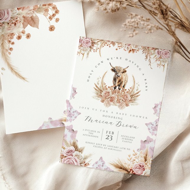 Convite Chá de fraldas de Vaca Highland, Santa Vaca que te (Criador carregado)