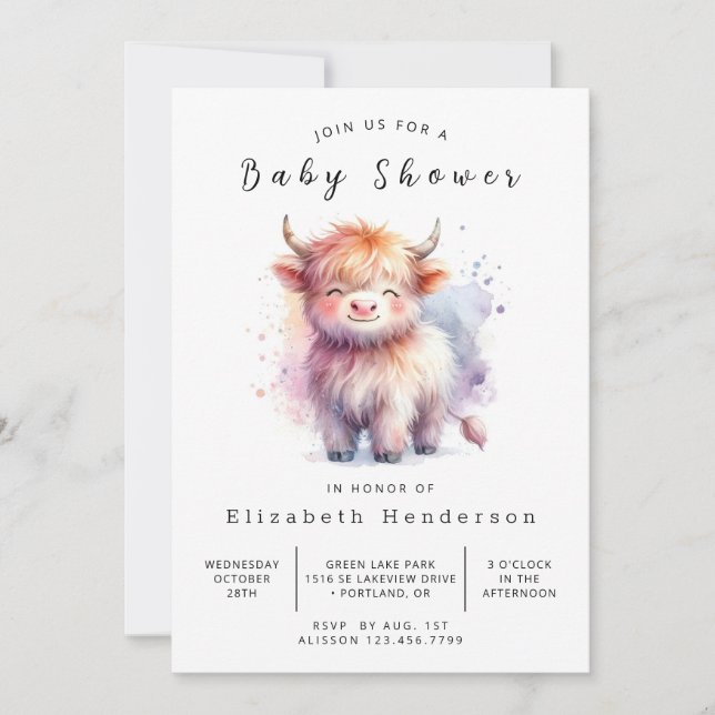 Convite Chá de fraldas de Vaca Moderna do Chic Online (Frente)