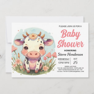Convite Chá de fraldas de Vaca Personalizada do Barn Boho