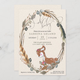 Convite CHÁ DE FRALDAS de Veado e Fawn BOHO