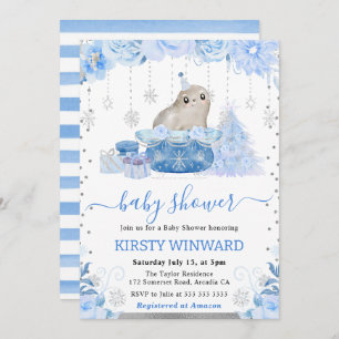 Convite Chá de fraldas de vedais do Ártico Floral de Aquar