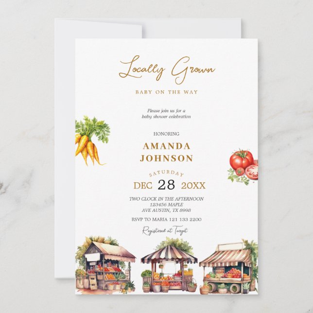 Convite Chá de fraldas De Veggies Cultivados Localmente (Frente)