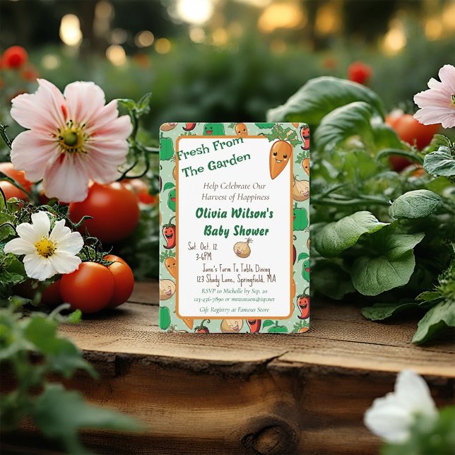 Convite Chá de fraldas de Veggies Sorrindo (Criador carregado)