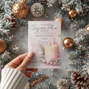 Convite Chá de fraldas de Velas de Natal com Aquarela