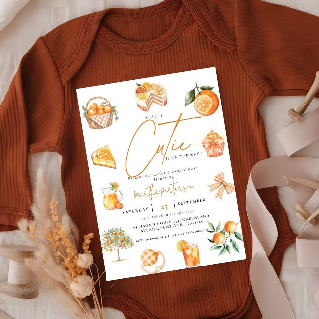 Convite Chá de fraldas de Verão de Cutie de Laranja Citanj (Criador carregado)