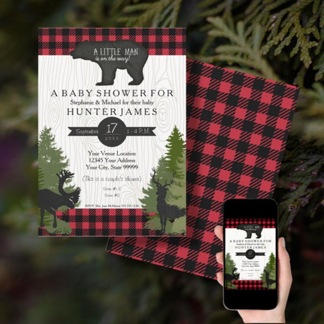 Convite Chá de fraldas de Verificação de Búfalos de Flores (Criador carregado)