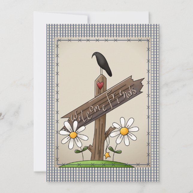 Convite Chá de fraldas de Verificações de Gingham Azul no  (Frente)