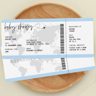 Convite Chá de fraldas de Viagem de Passagem de Embarque