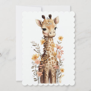Convite Chá de fraldas de Watercolor Baby Giraffe