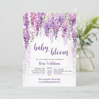 Convite Chá de fraldas de Wisteria de Aquarela Puro