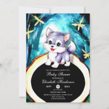 Chá de fraldas de Wolf de Aquarela Personalizada