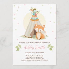 Convite Chá de fraldas de Woodland convidando a garota ros