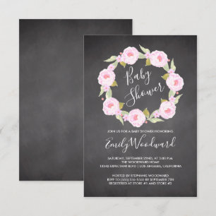 Convite Chá de fraldas de Wreath Floral Rosa