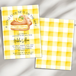 Convite Chá de fraldas de Xadrez de Gingham Amarelo Pequen