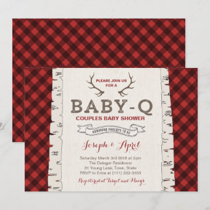 Convite Chá de fraldas de Xadrez de inverno para Casais p