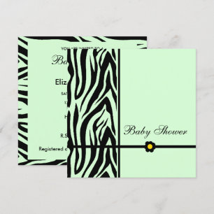 Convite Chá de fraldas de Zebra Negra e Verde