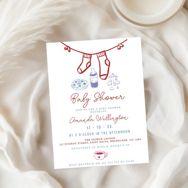 Convite chá de fraldas Desenhado de Café de Criação Quimol (Criador carregado)