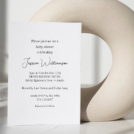 Convite Chá de fraldas Design minimalista branco preto sim