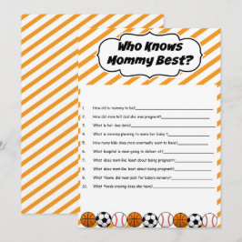 Convite Chá de fraldas desportivo que conhece o melhor jog