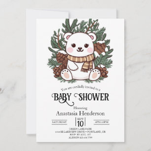 Convite Chá de fraldas digital adorável de Urso Polar