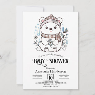 Convite Chá de fraldas digital do Dreamy Polar Bear