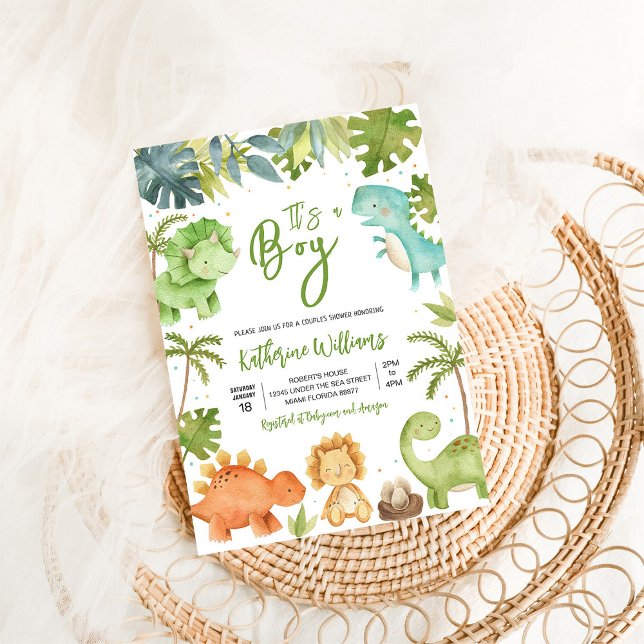 Convite Chá de fraldas Dinossauro (Criador carregado)