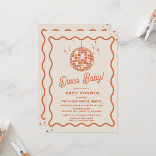 Convite Chá de fraldas Disco Baby Retro Groovy Disco