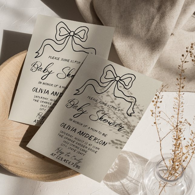 Convite Chá de fraldas do Arco de Fita Desenhada Retroativ (Criador carregado)