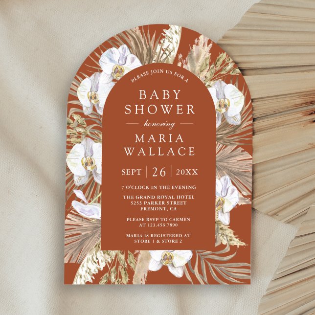 Convite Chá de fraldas do Arco Terracotta da Orquídea Bran (Criador carregado)