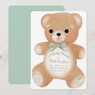 Convite Chá de fraldas do Arco Verde ursinho Sage