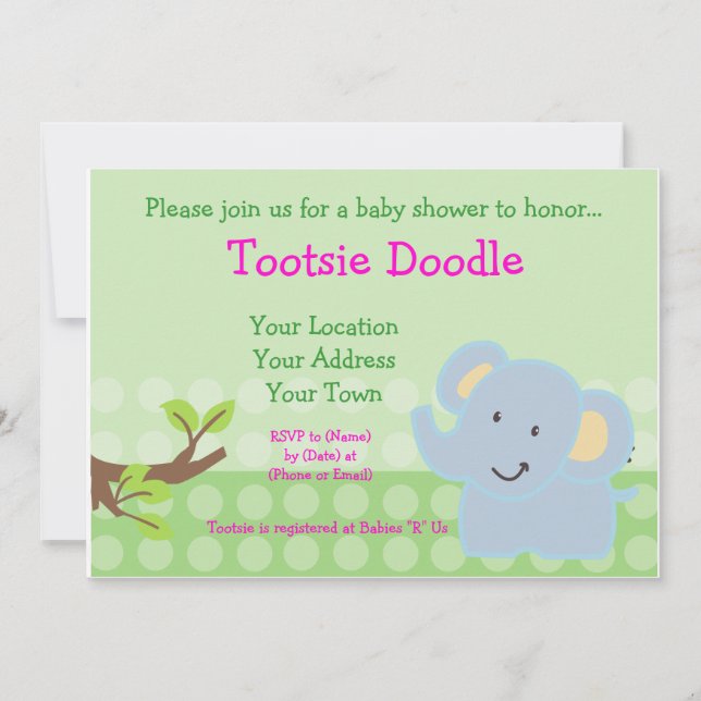 Convite Chá de fraldas do Baby Elephant Blue Boy Sprinkle (Frente)