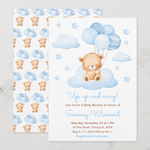 Convite Chá de fraldas do Balão Azul para Cima e Longa