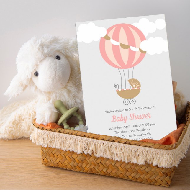 Convite Chá de fraldas do Balão de Carruagem para Bebês (Criador carregado)