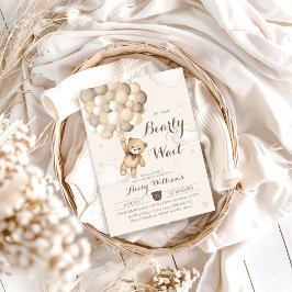 Convite Chá de fraldas do Balão do Urso Castanho de Espera