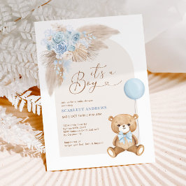 Convite Chá de fraldas do Balão do Urso de Boho