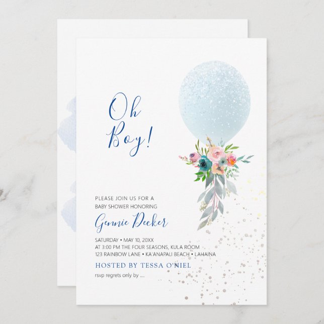 Convite Chá de fraldas do Balão PixDezines (Frente/Verso)