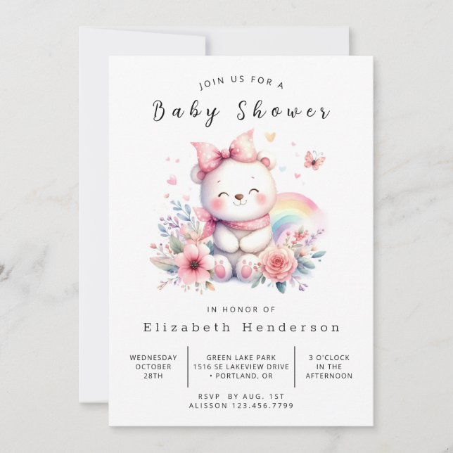 Convite Chá de fraldas do Bear Digital Bear (Frente)