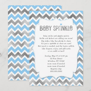 Convite Chá de fraldas do Blue Silver Baby Sprinkle convid