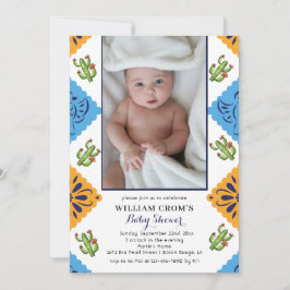Convite Chá de fraldas do Cactus com ventilador de papel e