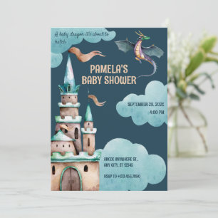 Convite Chá de fraldas do castelo do Dragão Verde