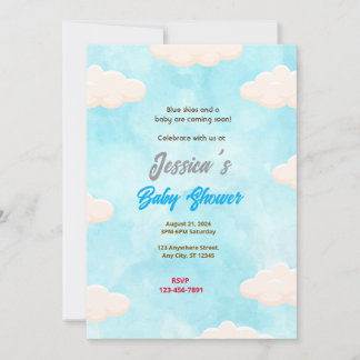Convite Chá de fraldas do céu azul