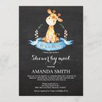 Chá de fraldas do Chalkboard Boy Giraffe por e-mai