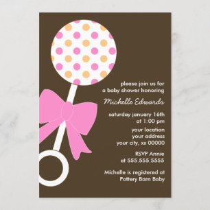 Convite Chá de fraldas do chocalho das bolinhas