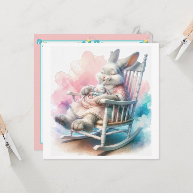 Convite Chá de fraldas do Coelho Mãe (Frente/Verso In Situ)