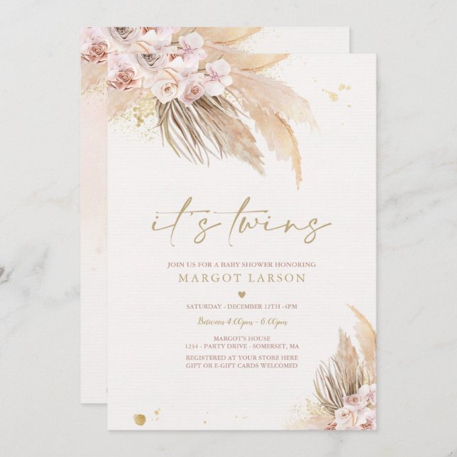 Convite Chá de fraldas do Deserto da Boêmia da Garota Gême (Frente/Verso)