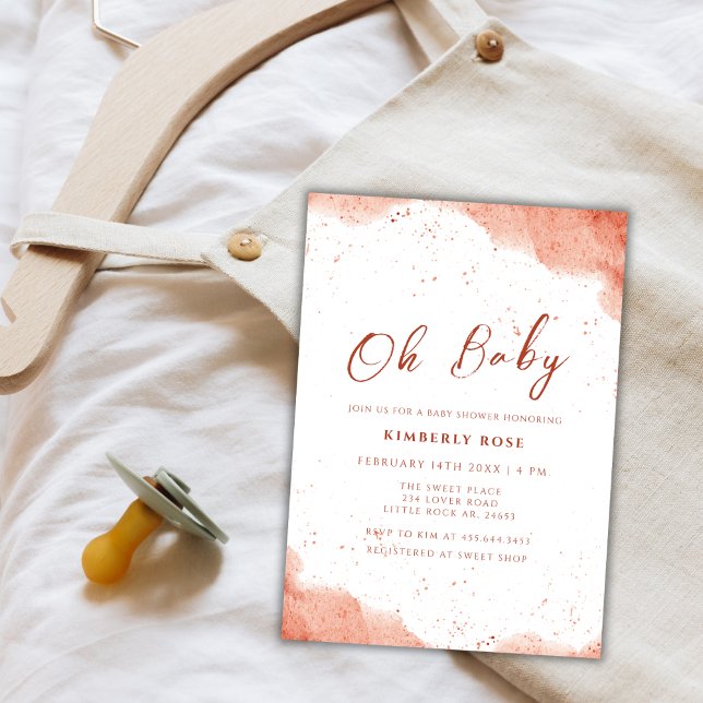 Convite Chá de fraldas do deserto de Terracotta Boho Minim (Minimalist Terracotta Boho Desert Baby Shower Invitation)