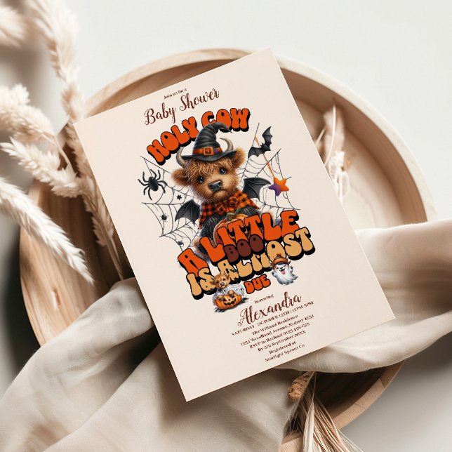 Convite Chá de fraldas do Dia das Bruxas Santa Vaca (Criador carregado)