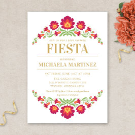 Convite Chá de fraldas do Fiesta Mexicano, Red Floral