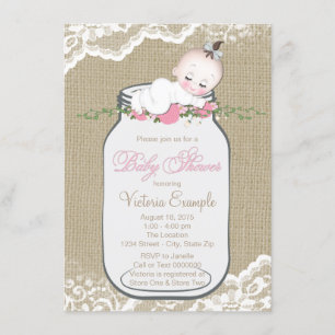 Convite Chá de fraldas do frasco de pedreiro de