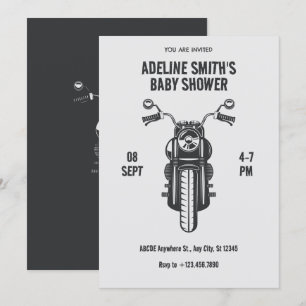 Convite Chá de fraldas do ícone de motocicleta Vintage